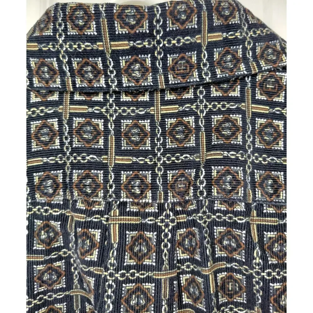 Banana Republic Organic Cotton Corduroy Button Down Shirt Men L Geometric Fall